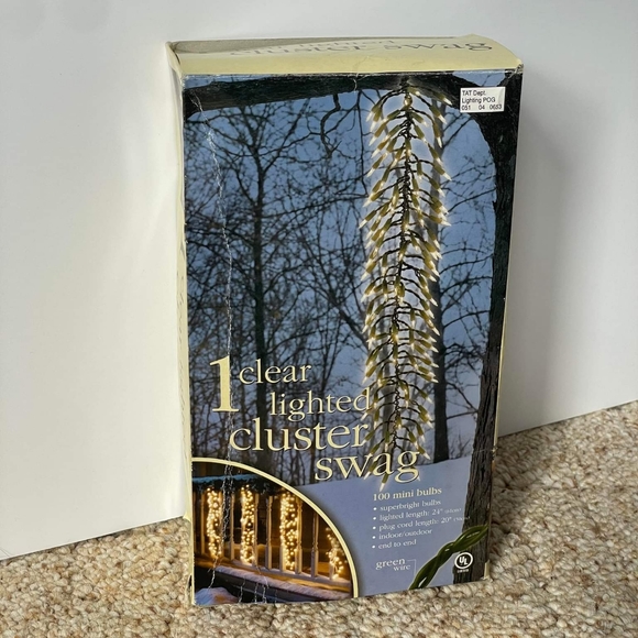 Holiday Clear Light Swag with 100 bright bulbs 24" w/ 20" cord TESTED, FREE SHIP - Picture 3 of 5